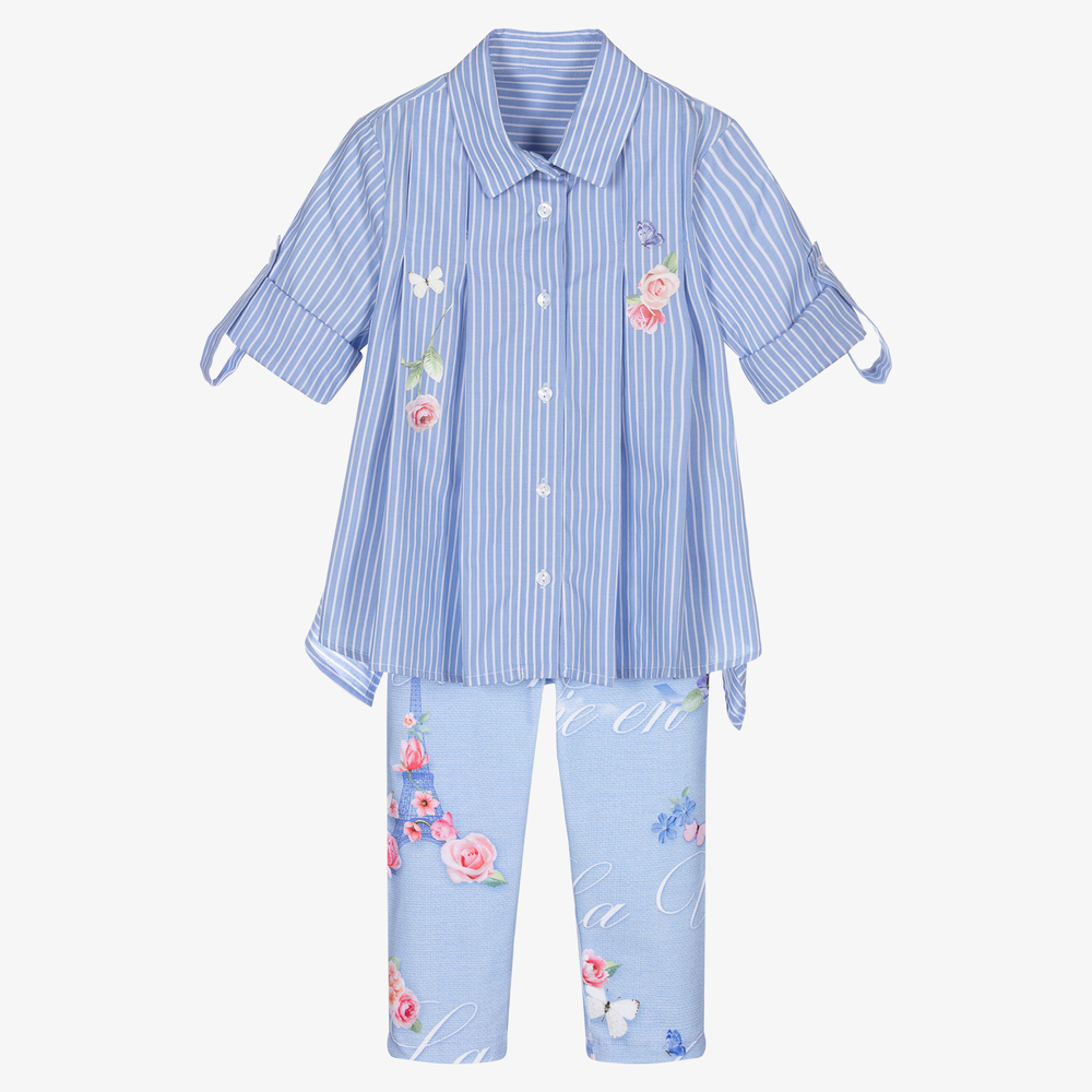 Lapin House - Голубая рубашка и легинсы | Childrensalon
