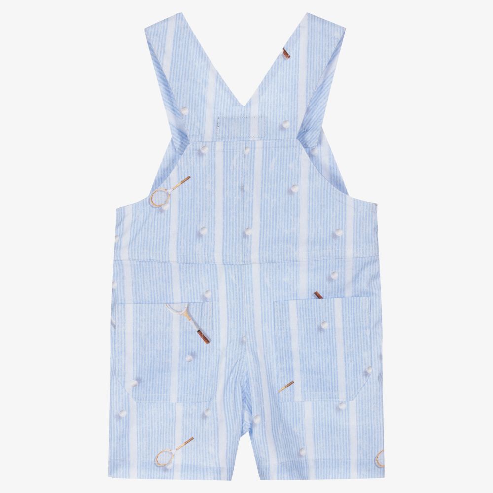 Lapin House-Blue Striped Cotton Dungarees | Childrensalon Outlet