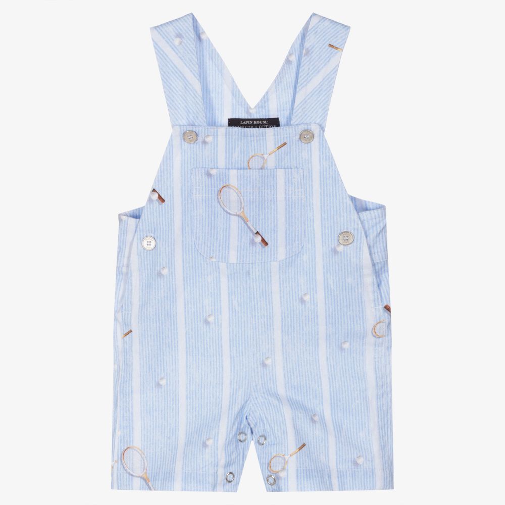 Lapin House-Blue Striped Cotton Dungarees | Childrensalon Outlet