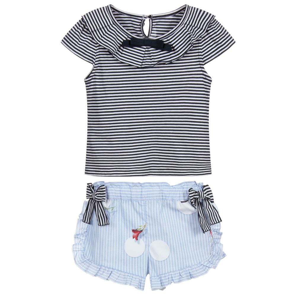 Lapin House-Blue Striped Shorts Set | Childrensalon Outlet