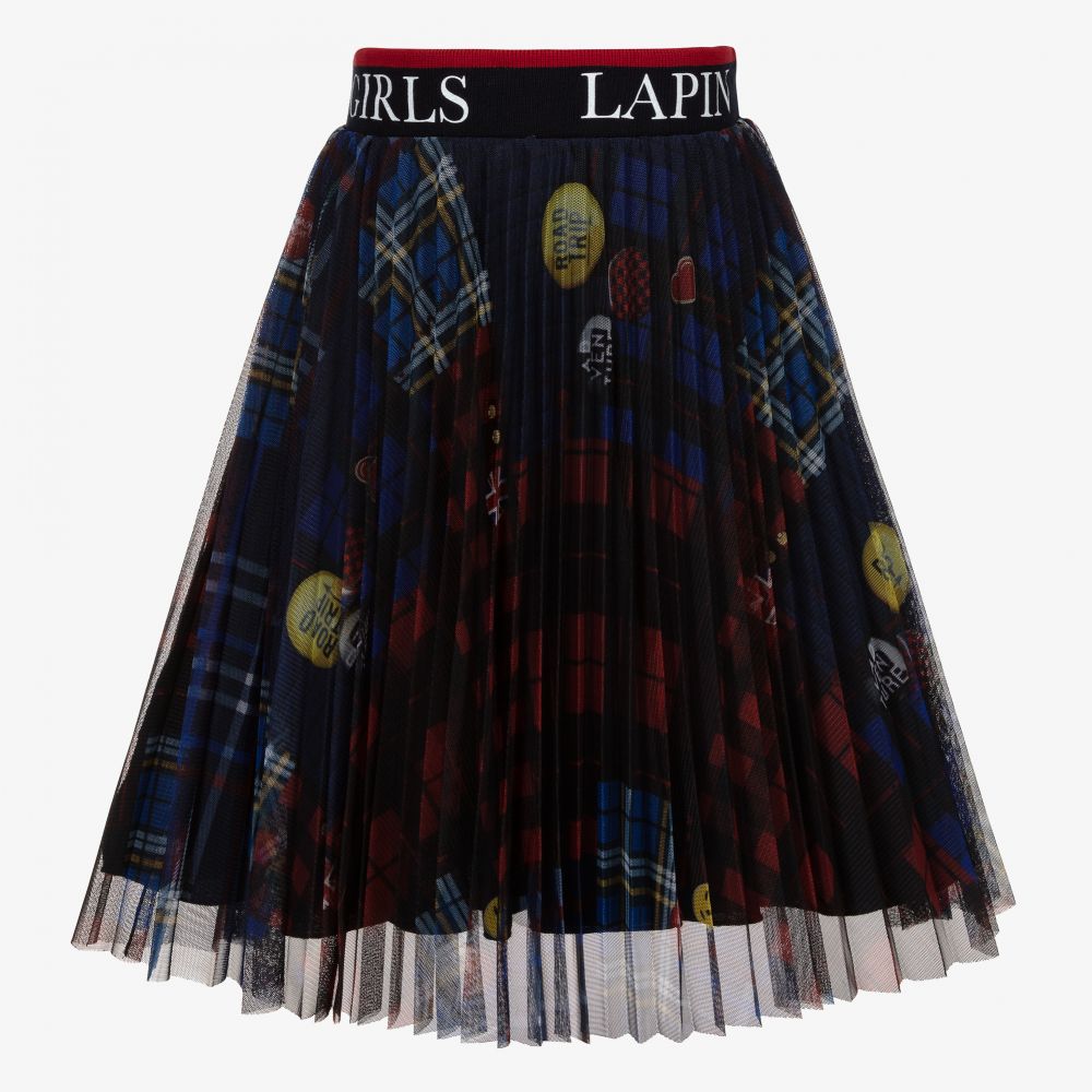Lapin House - Blue Tartan Pleated Skirt | Childrensalon