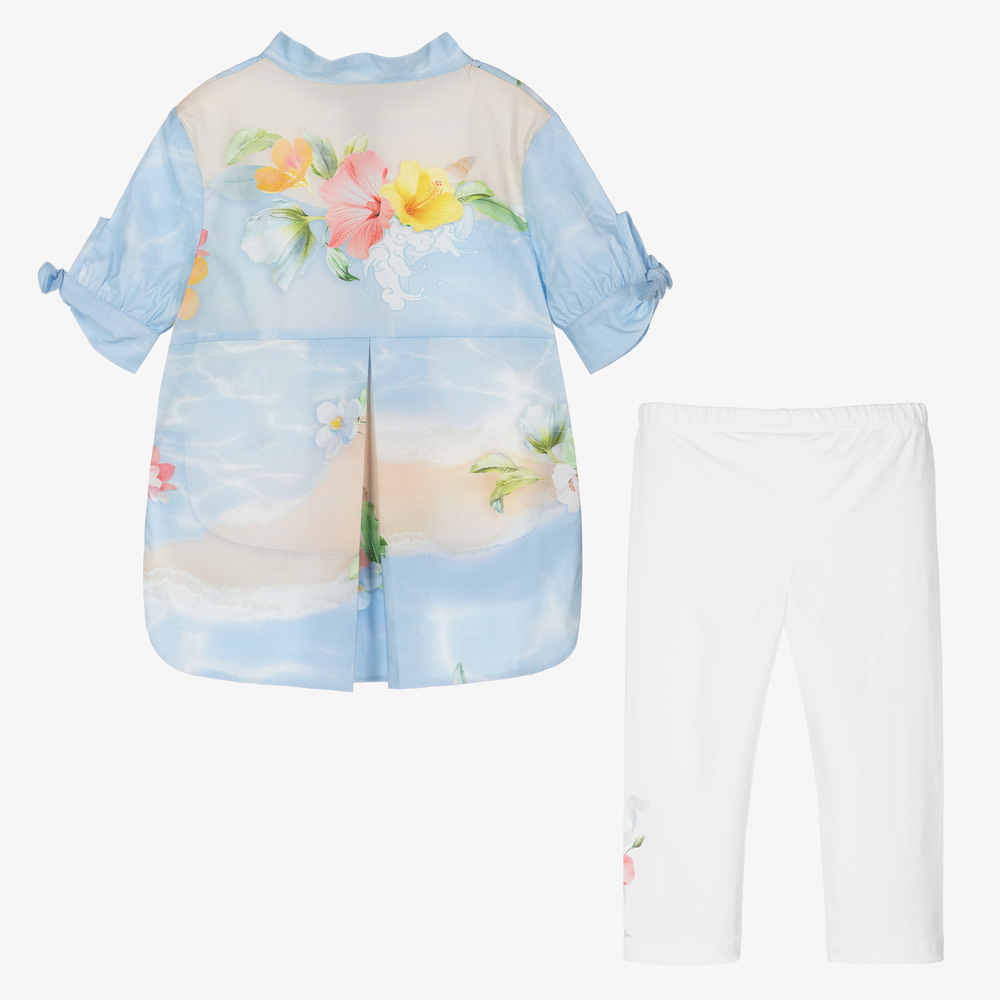 Lapin House-Blue Top & White Leggings Set | Childrensalon Outlet