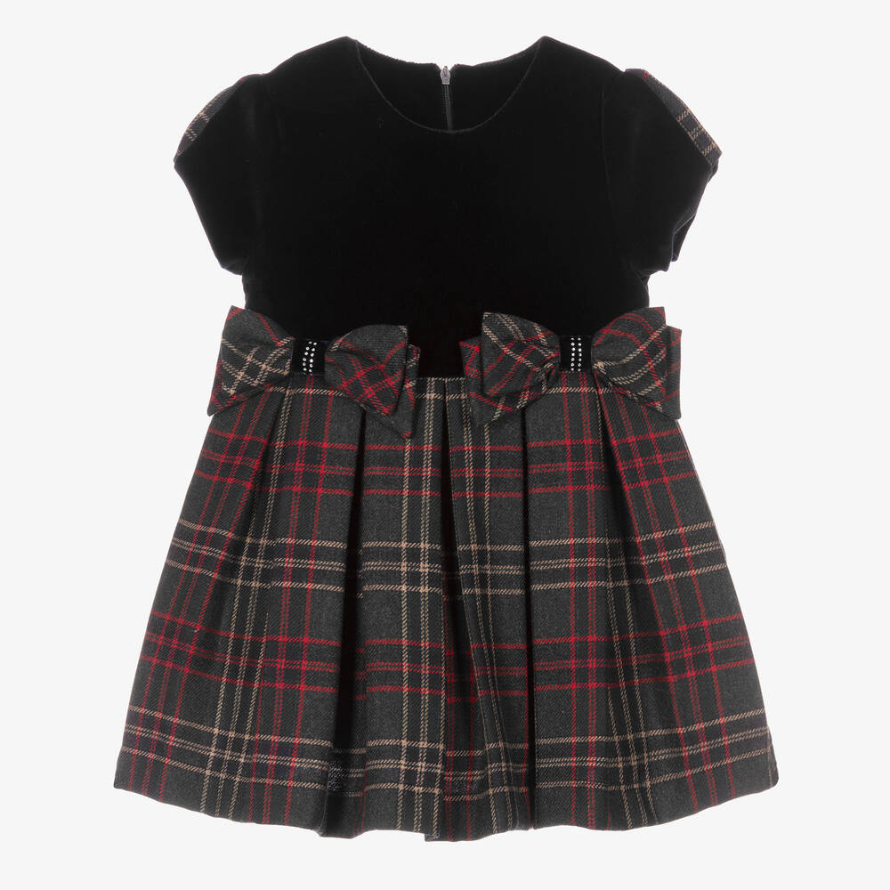 Lapin House-Blue Velvet & Tartan Dress | Childrensalon Outlet