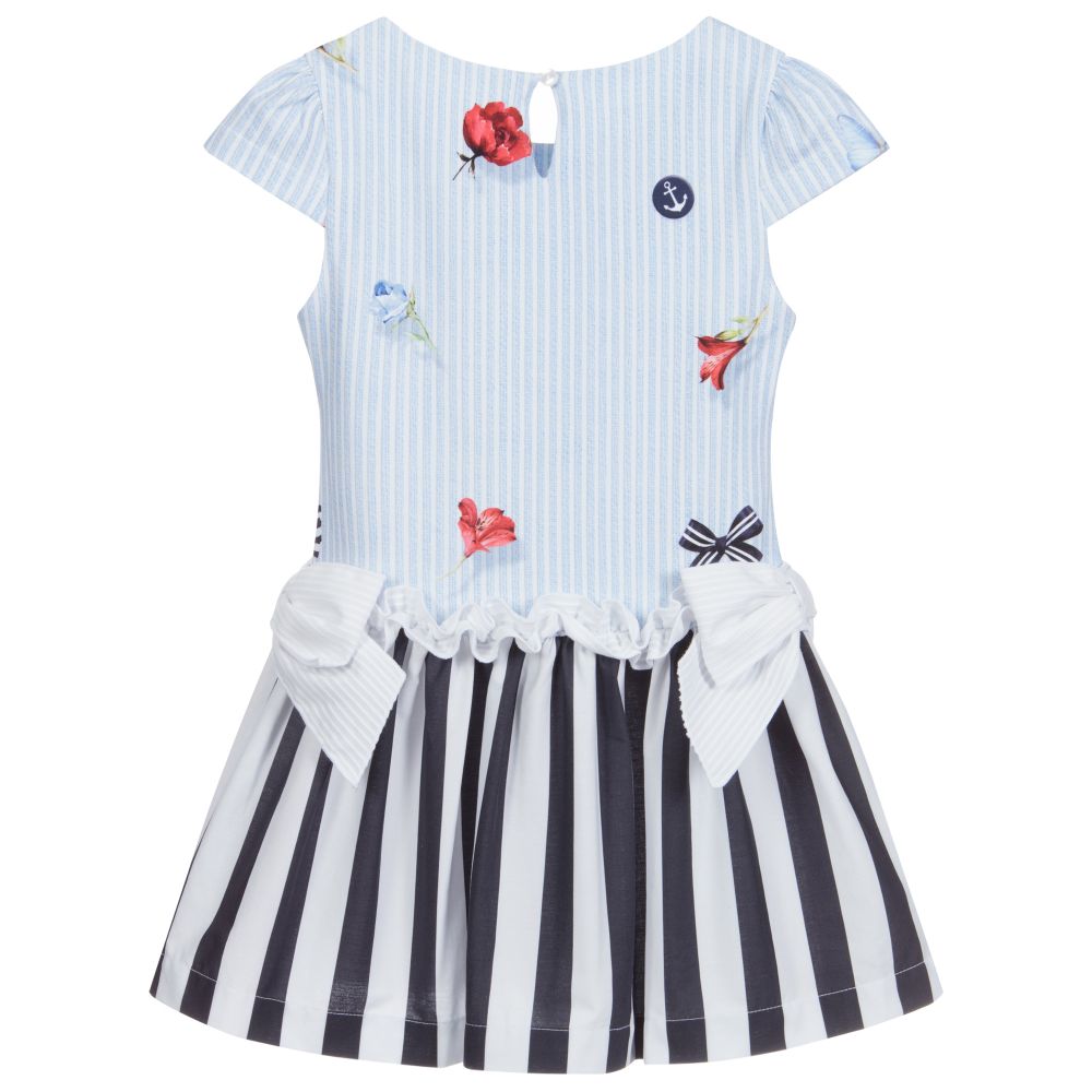 Lapin House-Blue & White Cotton Dress | Childrensalon Outlet