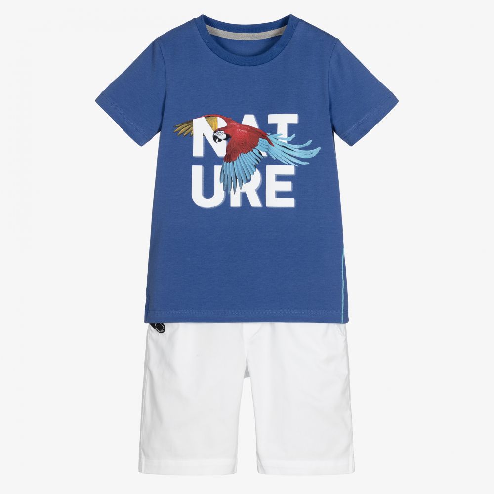 Lapin House - Short et t-shirt bleu et blanc | Childrensalon