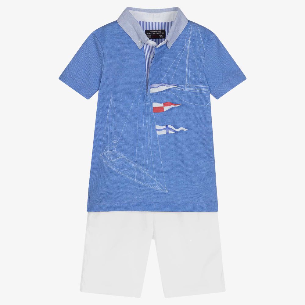 Lapin House - Голубая футболка и белые шорты из хлопка | Childrensalon