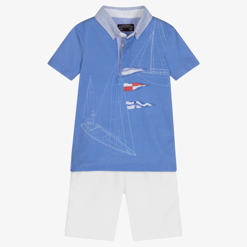 Lapin House-Голубая футболка и белые шорты из хлопка | Childrensalon Outlet