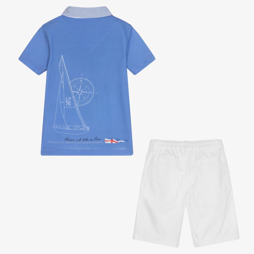 Lapin House-Blue & White Cotton Shorts Set | Childrensalon Outlet
