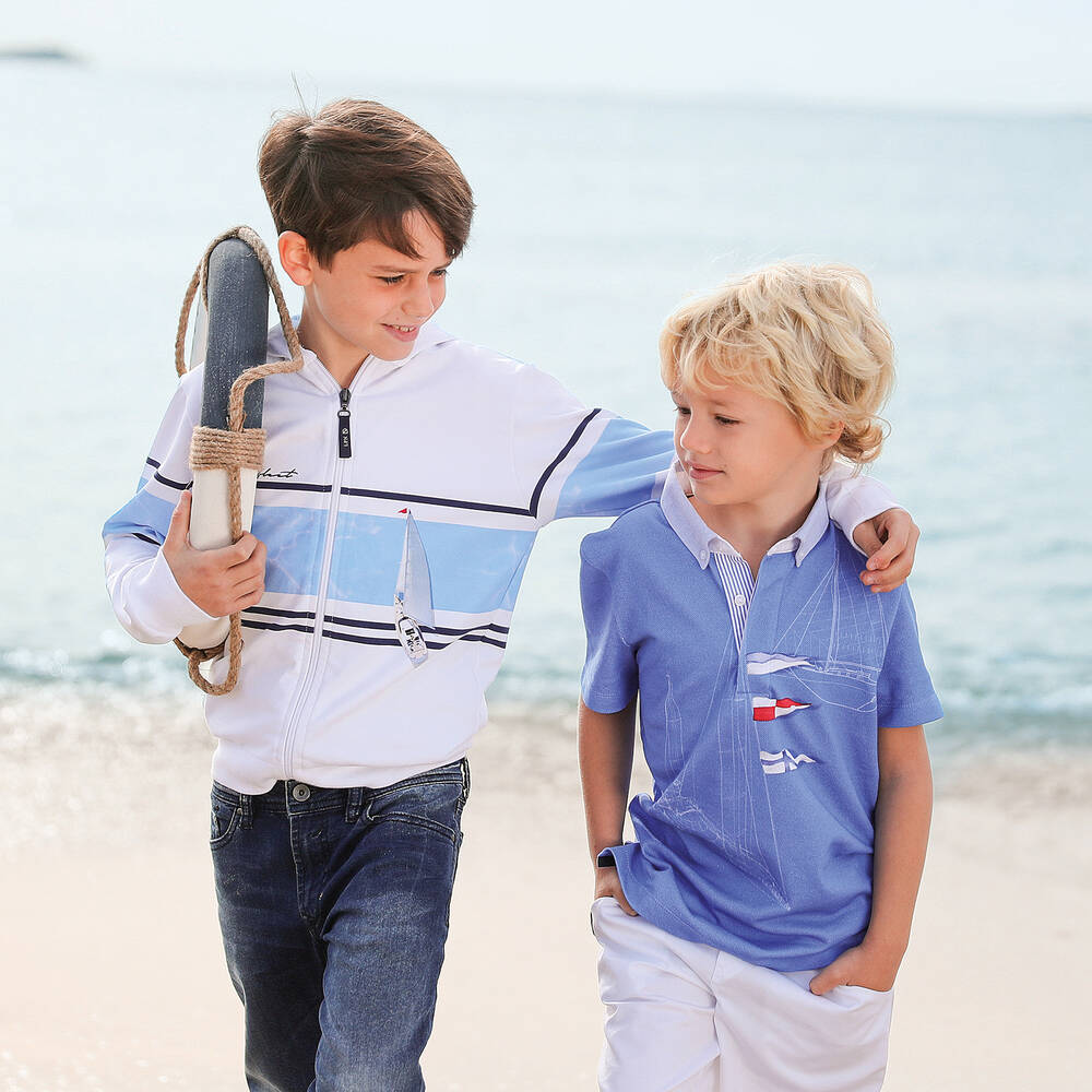 Lapin House-Blue & White Cotton Shorts Set | Childrensalon Outlet