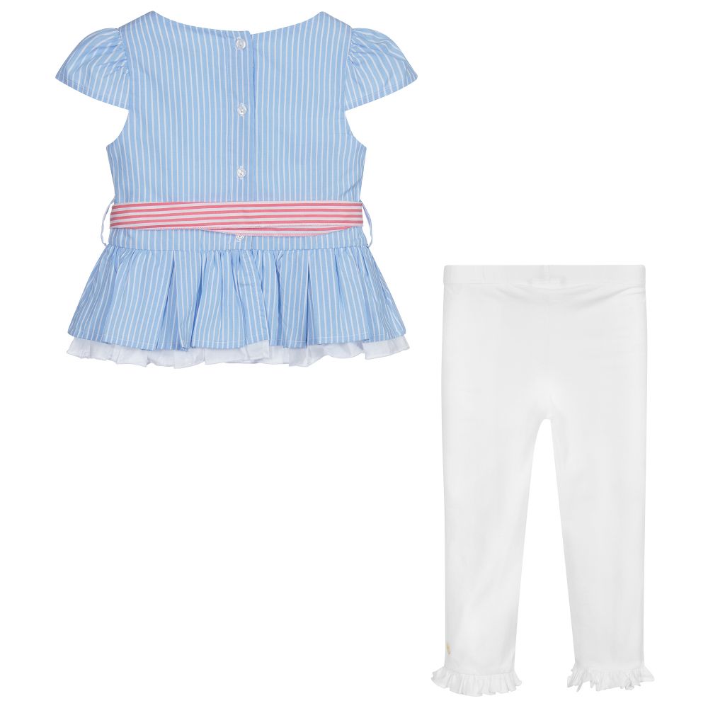 Lapin House-Голубое топ с белыми легинсами | Childrensalon Outlet