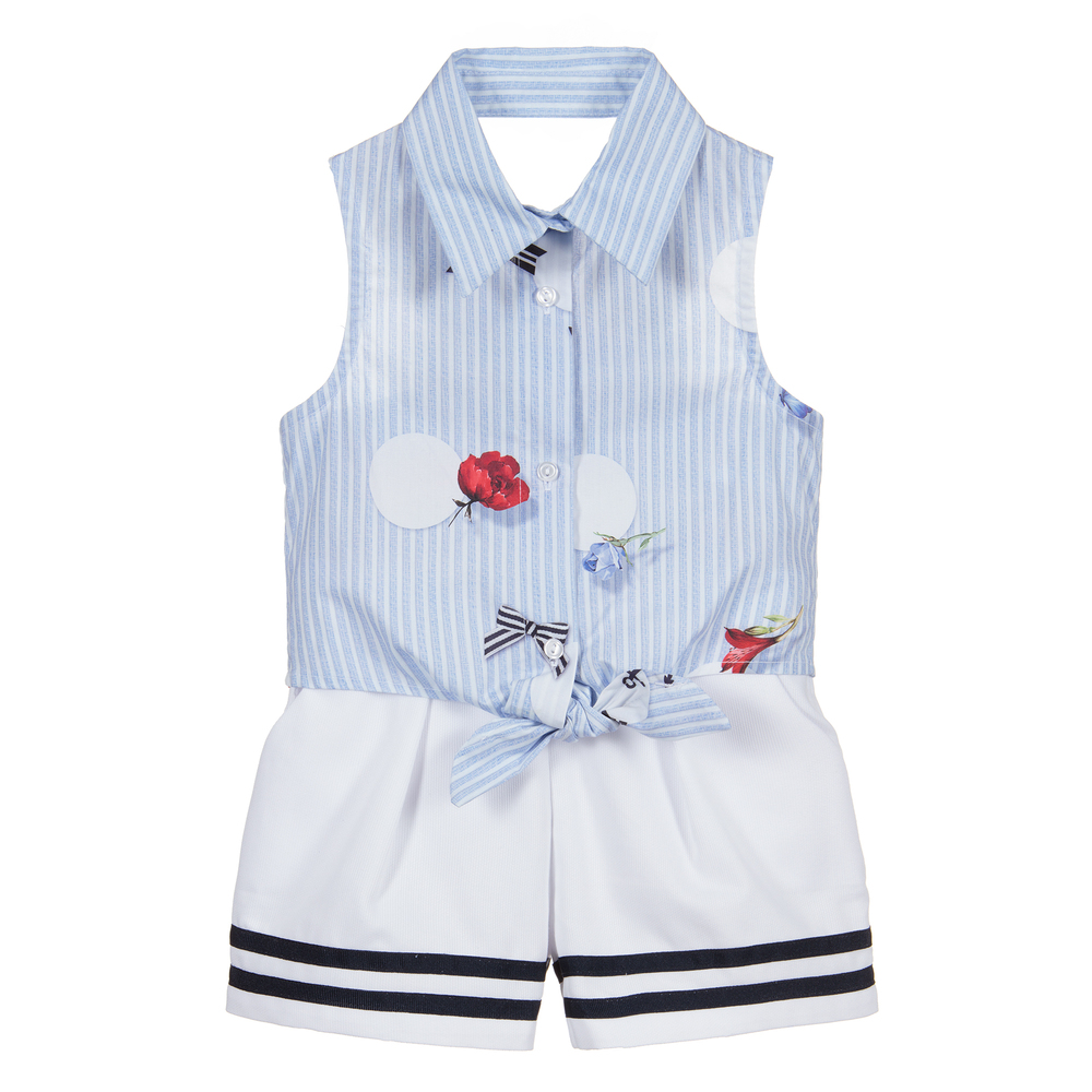 Lapin House - Ensemble short bleu et blanc | Childrensalon