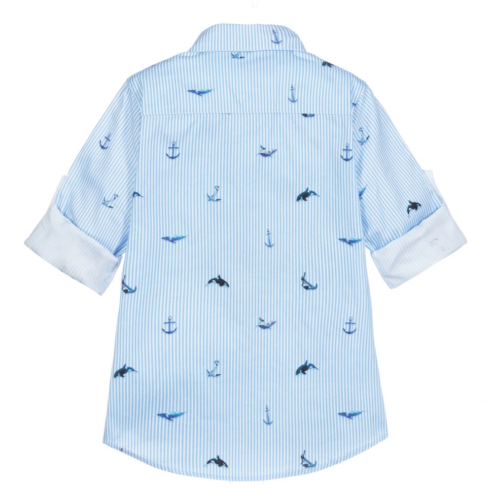 Lapin House-Blue & White Stripe Shirt | Childrensalon Outlet