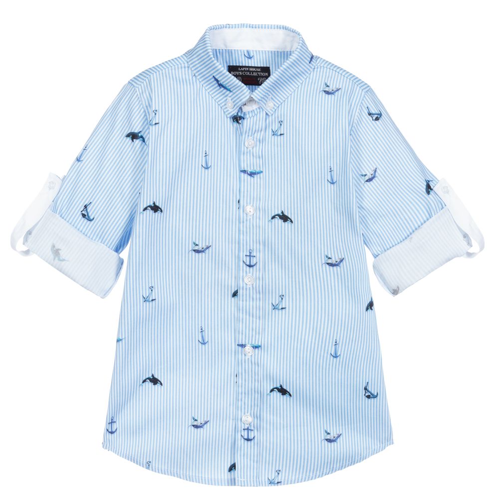 Lapin House - Gestreiftes Hemd in Blau und Weiß | Childrensalon