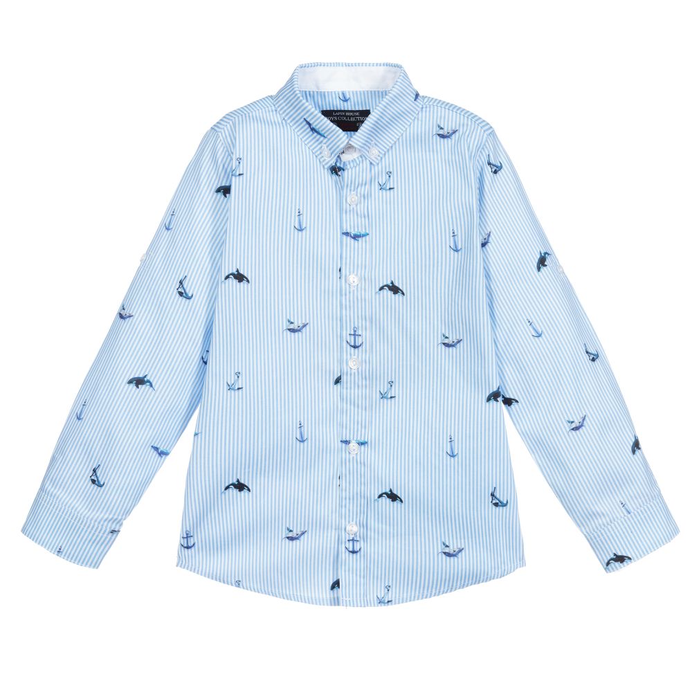 Lapin House-Blue & White Stripe Shirt | Childrensalon Outlet