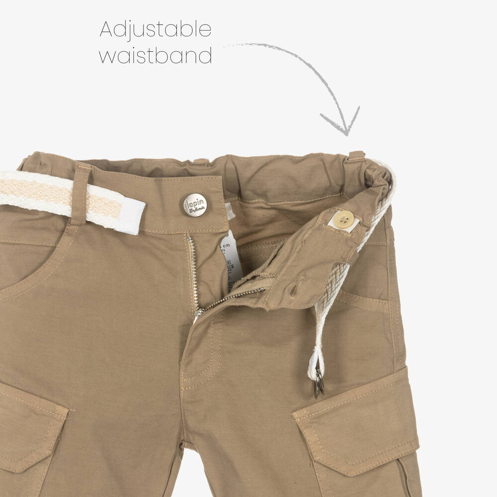 Lapin House-Boys Beige Cotton Cargo Shorts | Childrensalon Outlet