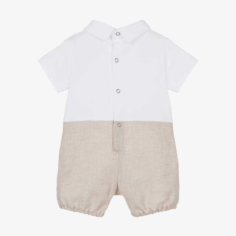 Lapin House-Boys Beige Cotton-Linen Romper | Childrensalon Outlet
