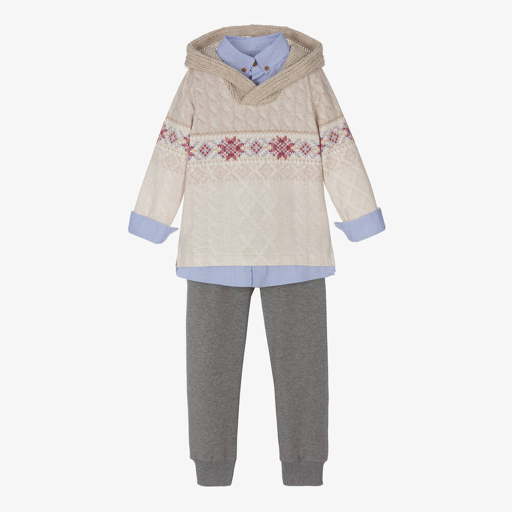 Lapin House-طقم بنطلون قطن لون بيج ورمادي للأولاد | Childrensalon Outlet