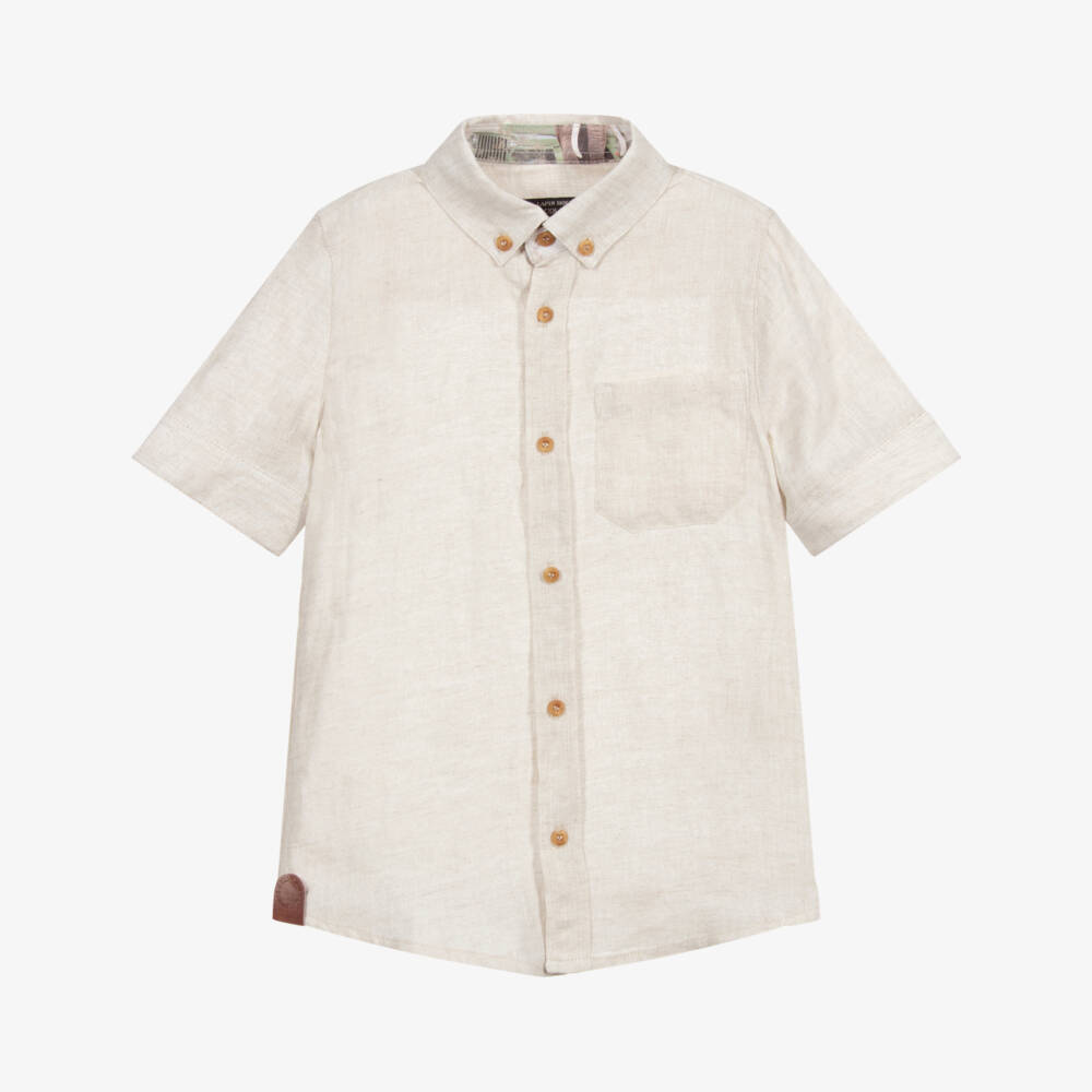 Lapin House-قميص كتّان وقطن لون بيج للأولاد | Childrensalon Outlet