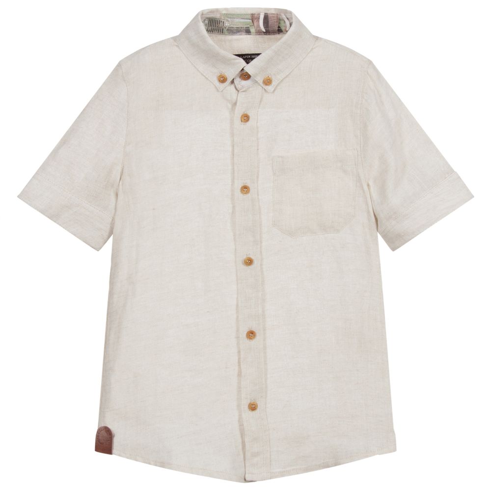 Lapin House - Boys Beige Linen Shirt | Childrensalon