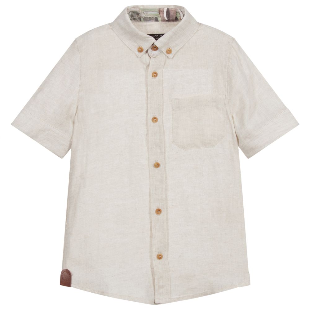 Lapin House - Chemise beige en lin Garçon | Childrensalon