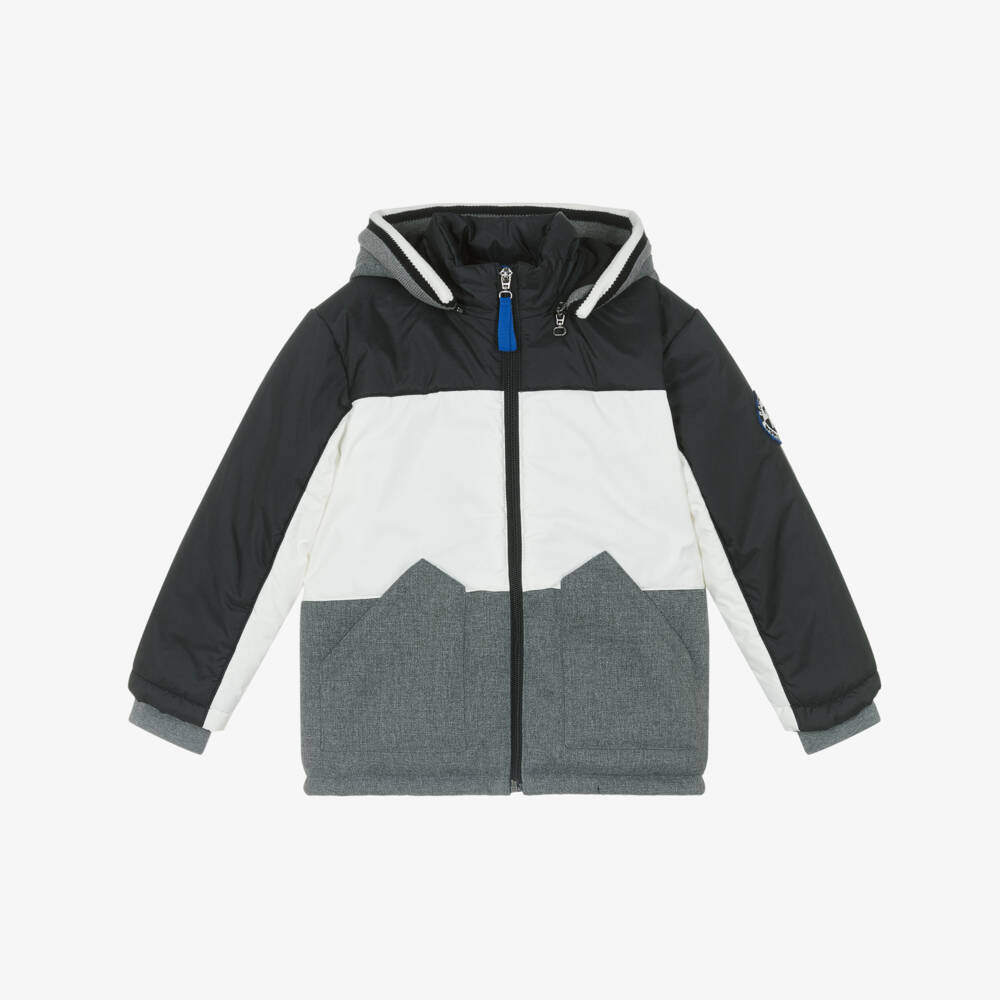 Lapin House-Boys Black Colourblock Padded Jacket | Childrensalon Outlet