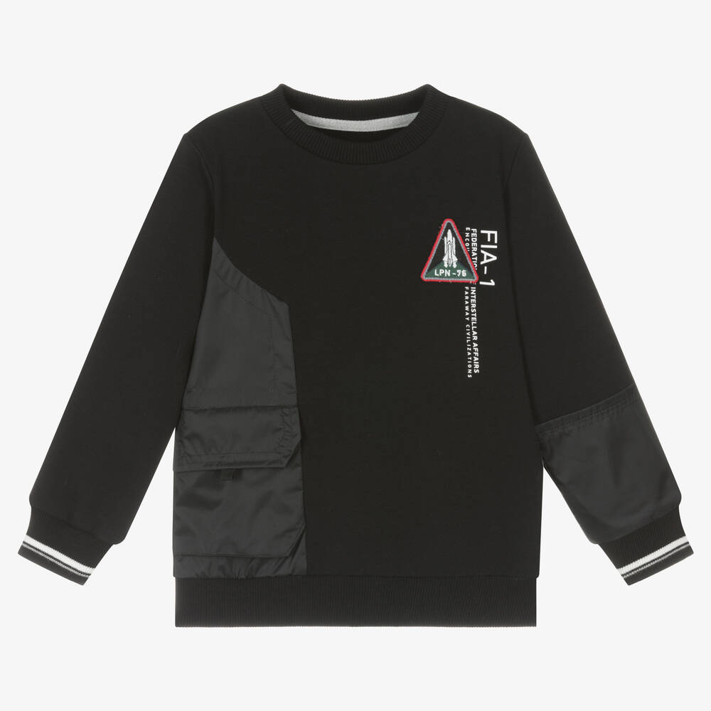 Lapin House - Boys Black Cotton Sweatshirt | Childrensalon