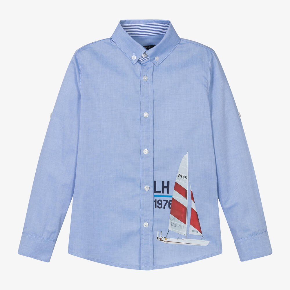 Lapin House-Boys Blue Cotton Boat Shirt | Childrensalon Outlet