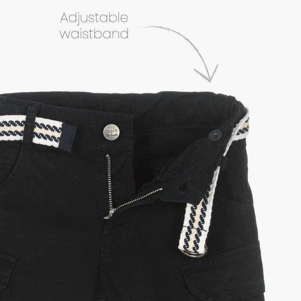 Lapin House-Boys Blue Cotton Cargo Shorts | Childrensalon Outlet