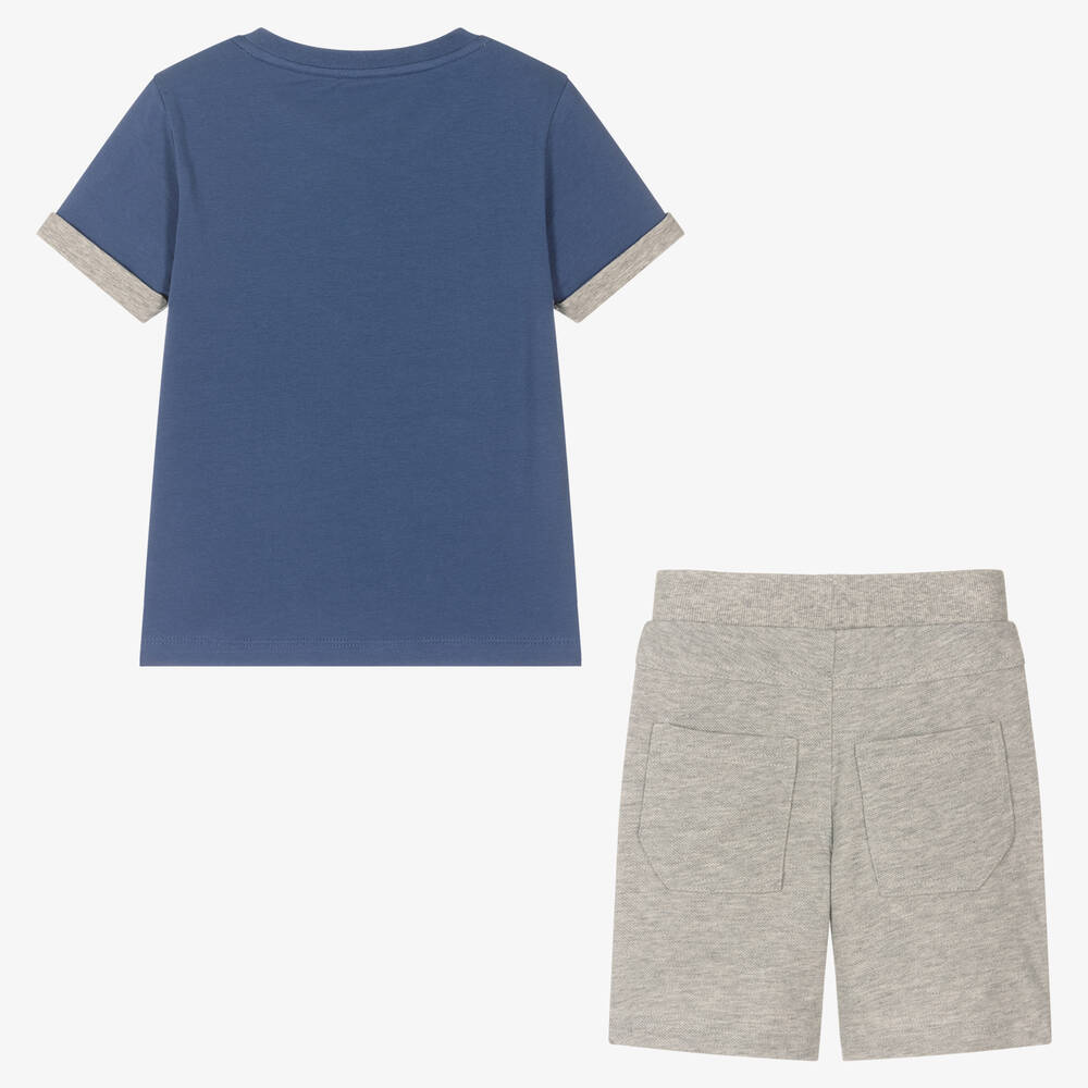 Lapin House-Синяя футболка с енотом и шорты из хлопка | Childrensalon Outlet