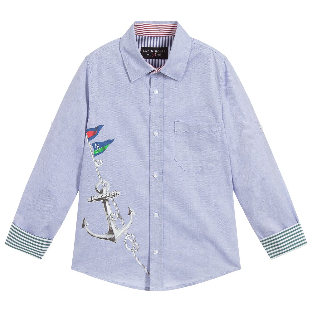 Lapin House-Boys Blue Cotton Shirt | Childrensalon Outlet