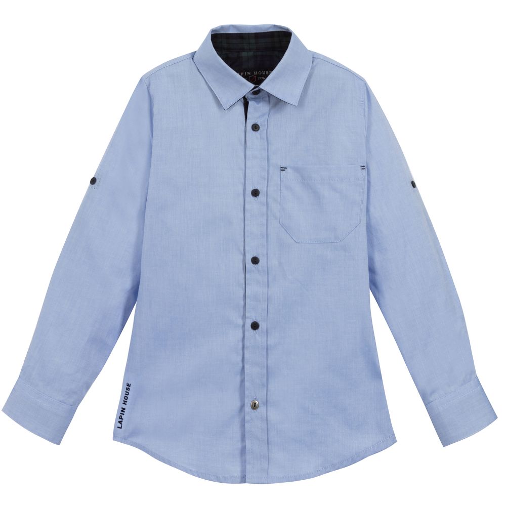 Lapin House - Голубая рубашка из хлопка для мальчиков | Childrensalon