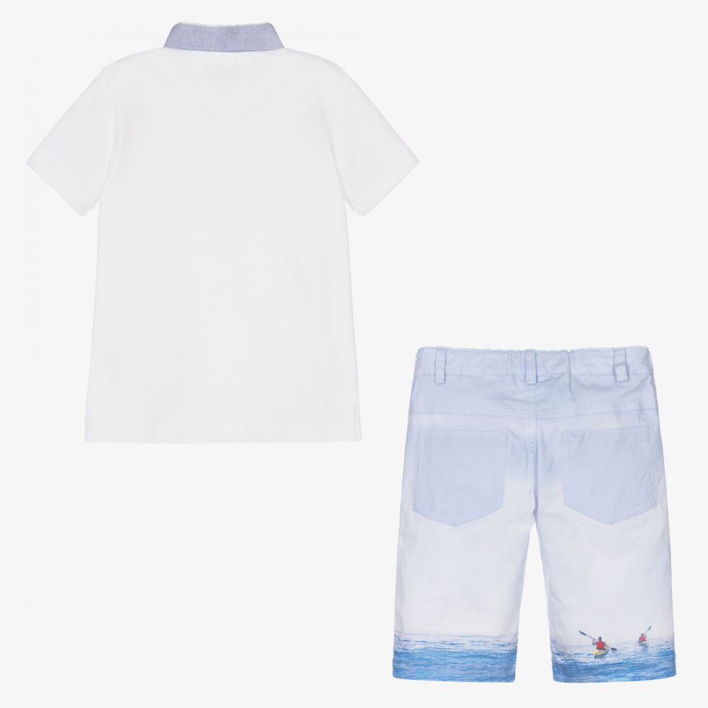 Lapin House-Белый топ и голубые шорты из хлопка для мальчиков | Childrensalon Outlet