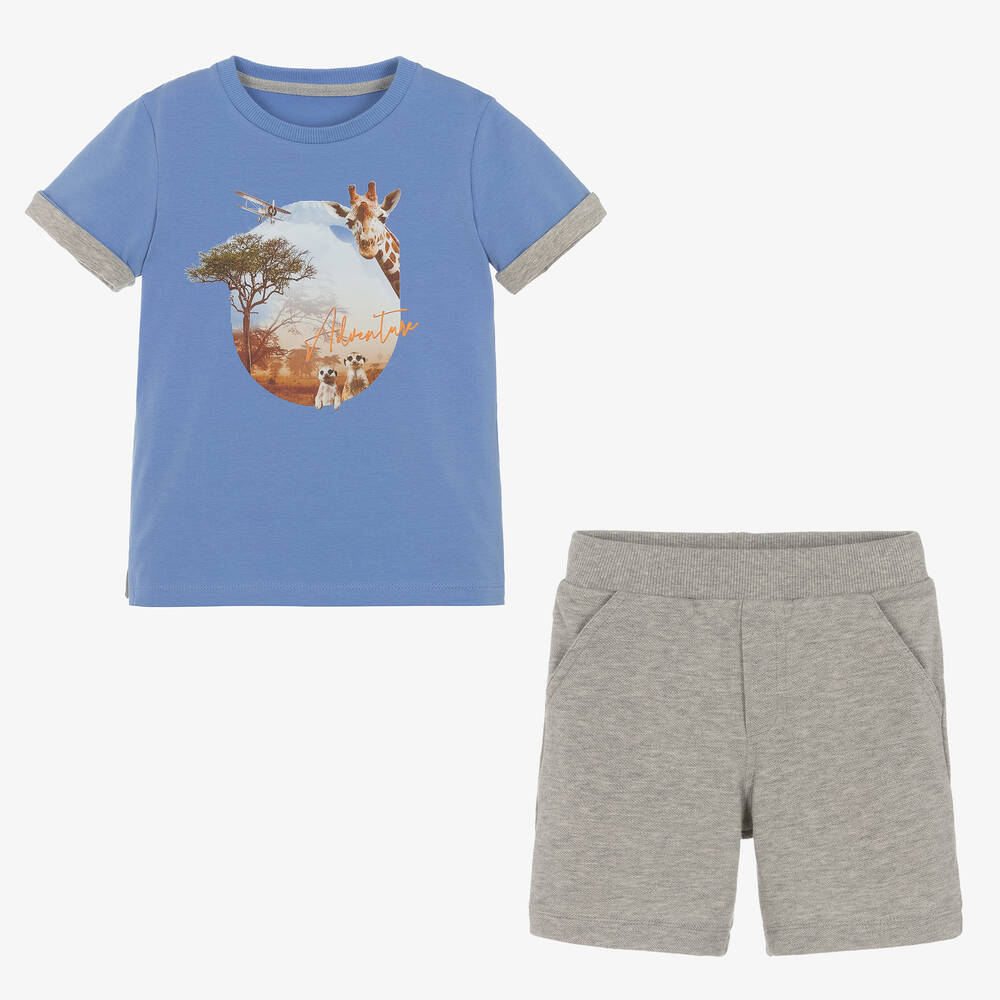 Lapin House-Boys Blue Cotton Shorts Set | Childrensalon Outlet
