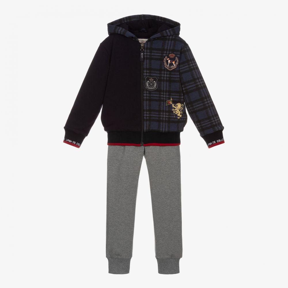 Lapin House - Boys Blue Cotton Tracksuit | Childrensalon