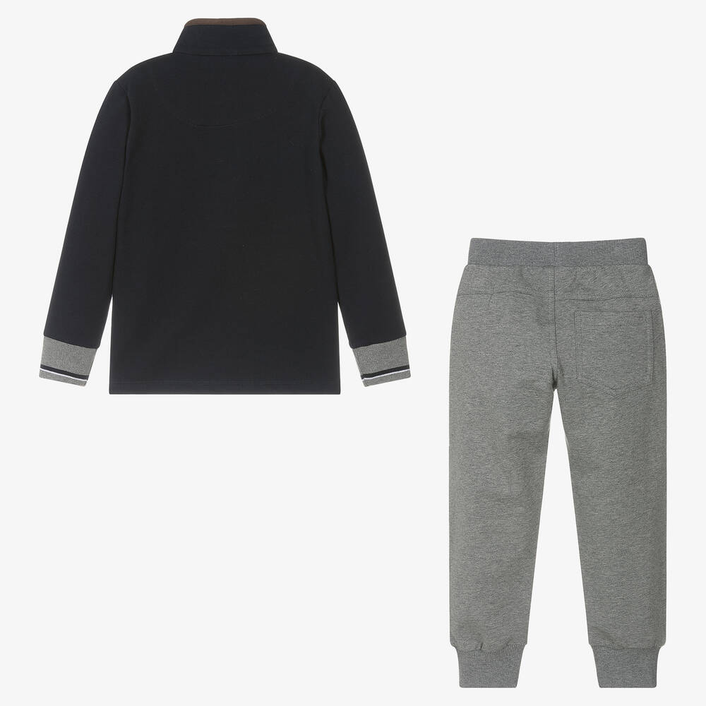 Lapin House-Boys Blue & Grey Cotton Joggers Set | Childrensalon Outlet