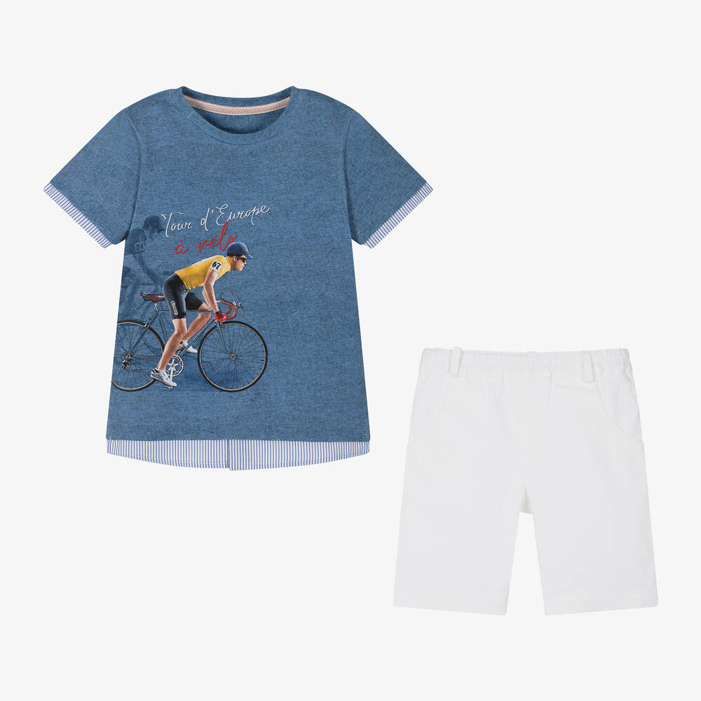 Lapin House-طقم شورت قطن لون عاجي وأزرق للأولاد | Childrensalon Outlet