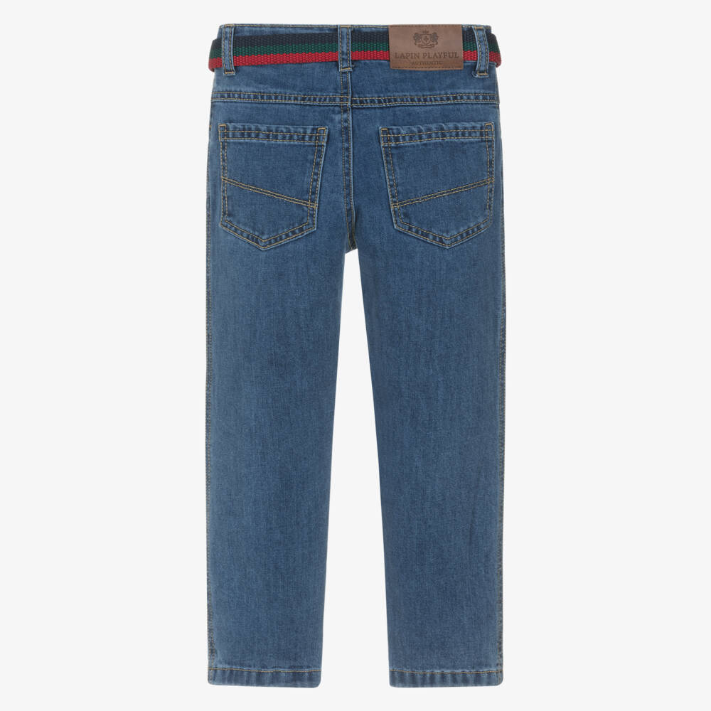 Lapin House-Boys Blue Jeans & Belt Set | Childrensalon Outlet