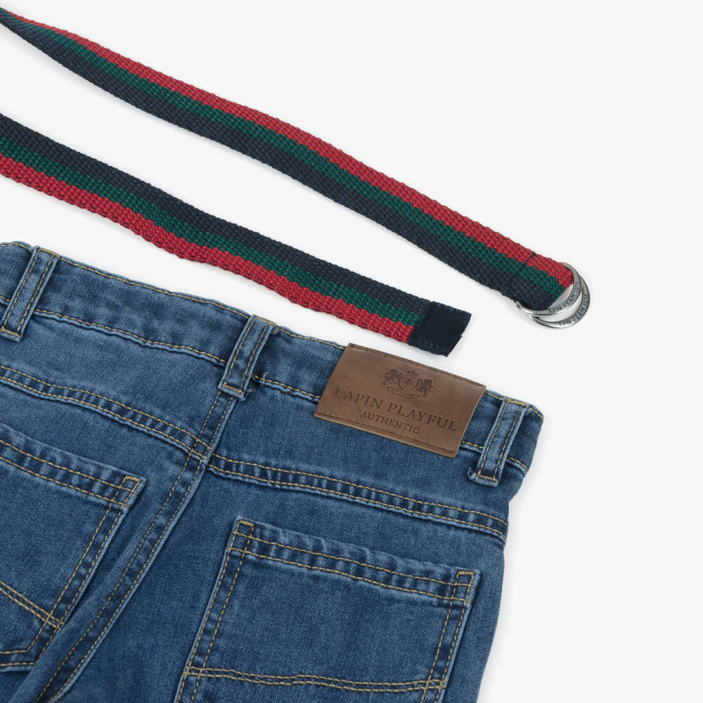 Lapin House-Boys Blue Jeans & Belt Set | Childrensalon Outlet