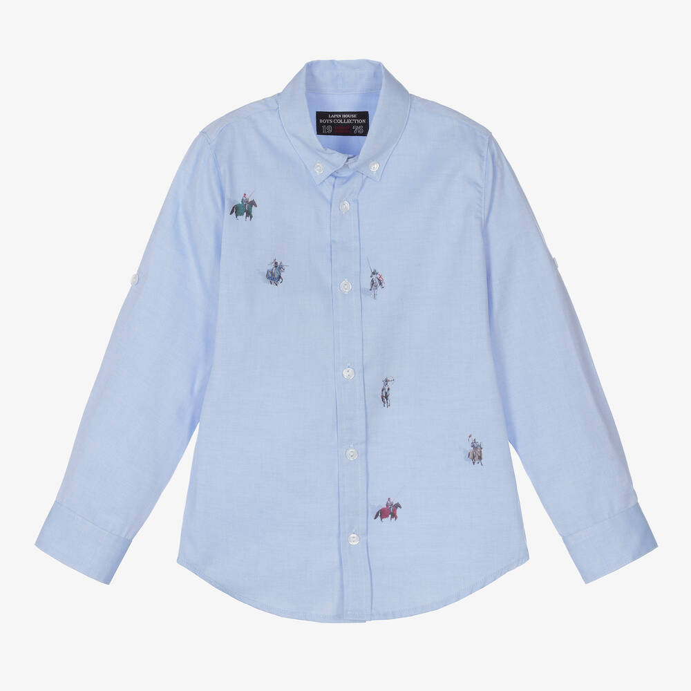 Lapin House - قميص قطن لون أزرق للأولاد | Childrensalon