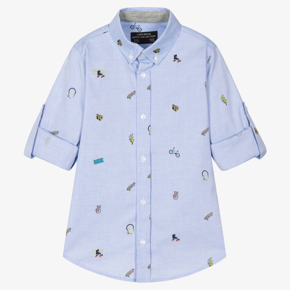 Lapin House - Boys Blue Oxford Cotton Shirt | Childrensalon