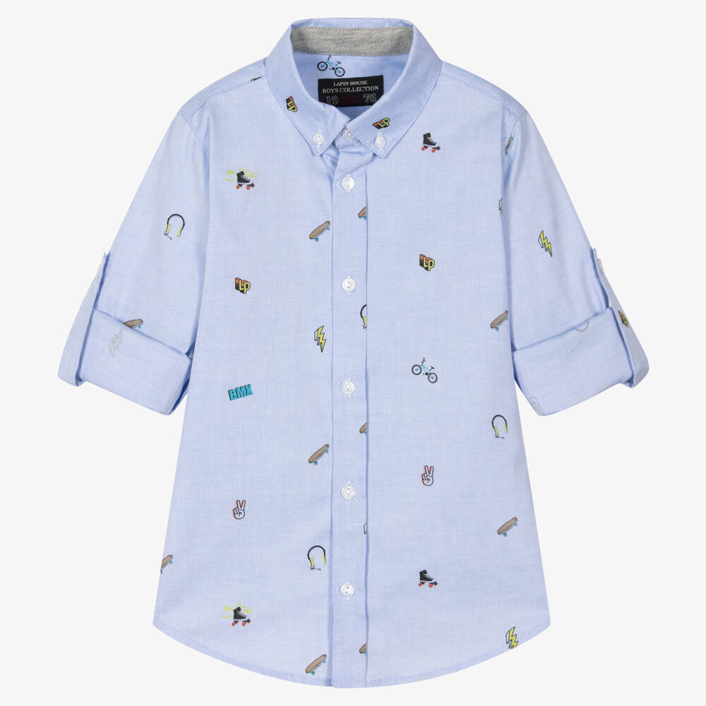 Lapin House - Chemise Oxford bleue garçon | Childrensalon