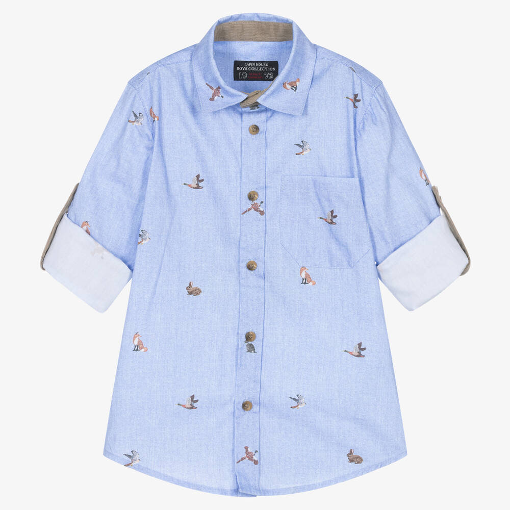 Lapin House-Голубая рубашка из хлопка оксфорд | Childrensalon Outlet