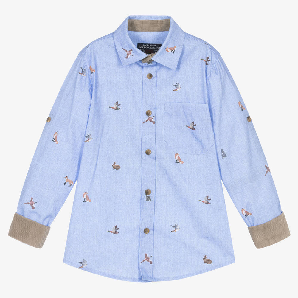 Lapin House-Голубая рубашка из хлопка оксфорд | Childrensalon Outlet