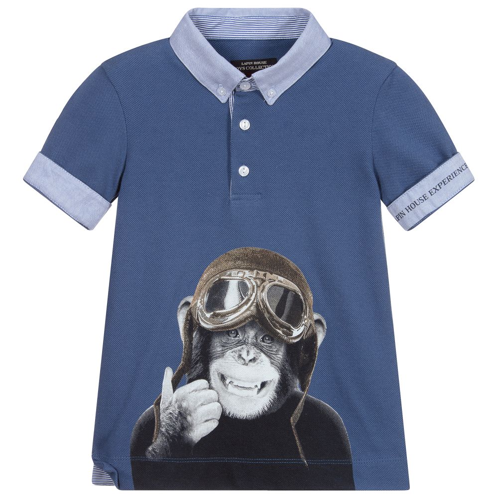 Lapin House - Blaues Polohemd (Jungen) | Childrensalon