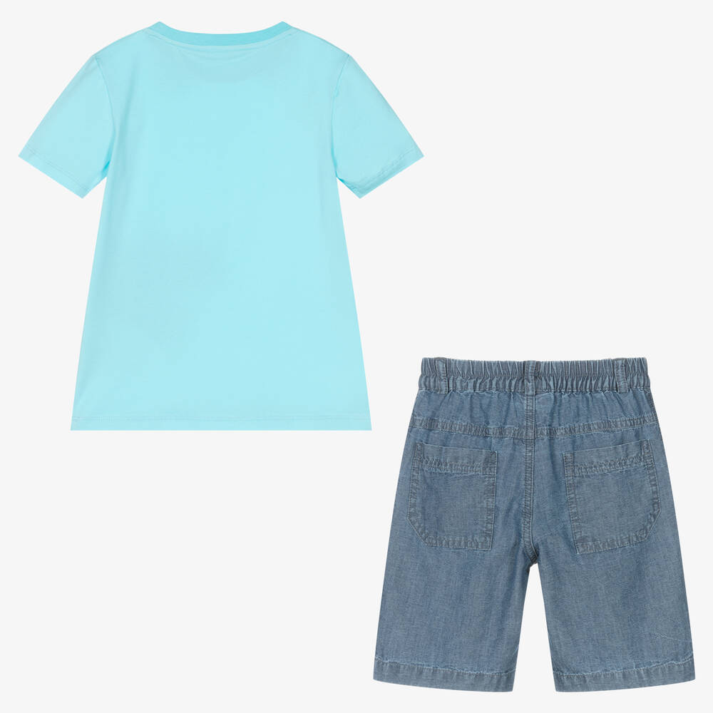 Lapin House-طقم شورت قطن شامبري لون أزرق للأولاد | Childrensalon Outlet