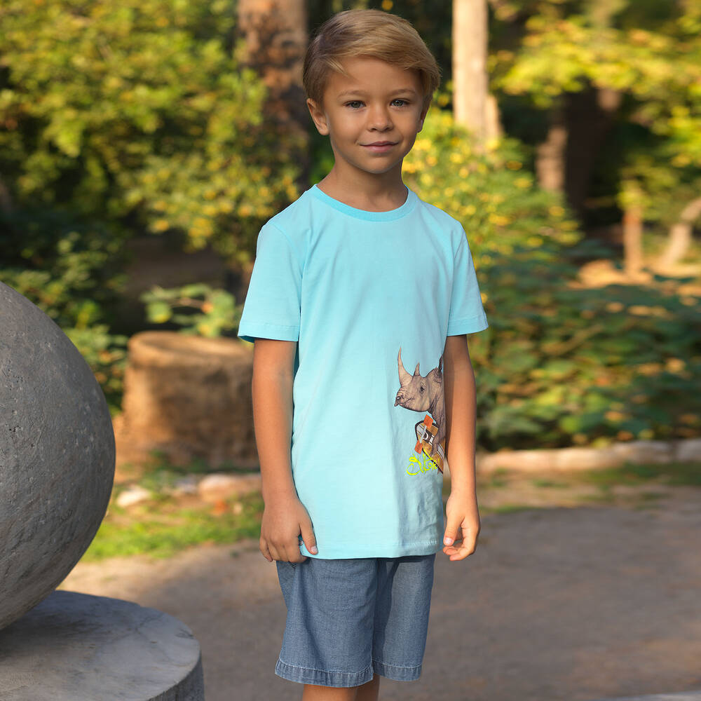 Lapin House-طقم شورت قطن شامبري لون أزرق للأولاد | Childrensalon Outlet