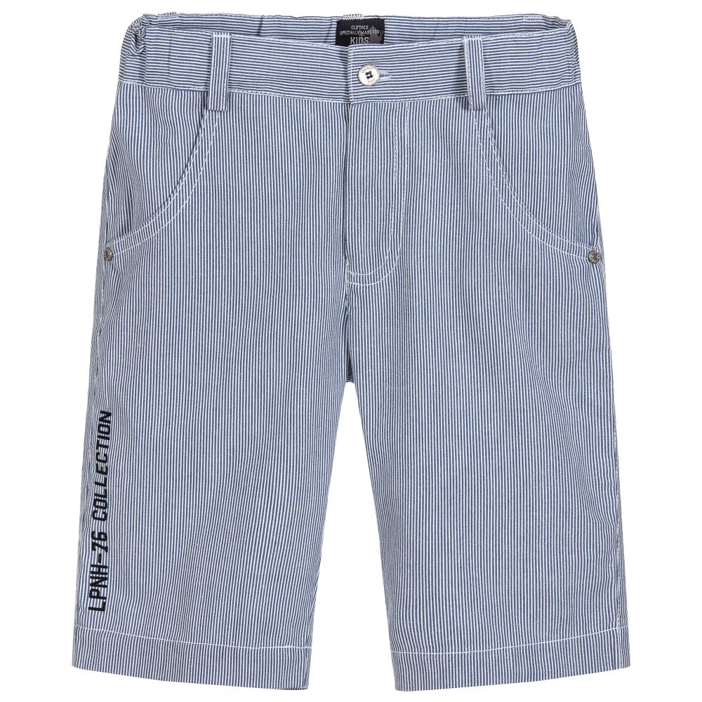 Lapin House - Boys Blue Stripe Cotton Shorts | Childrensalon