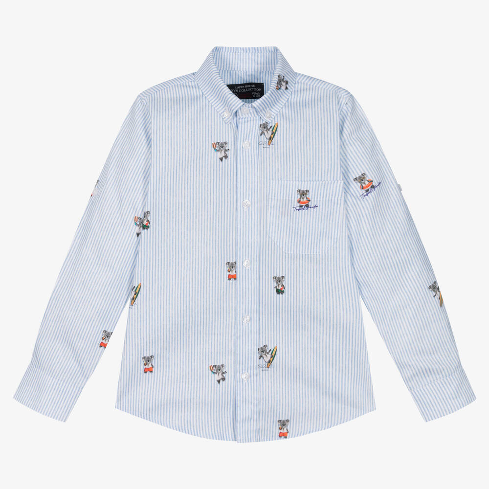 Lapin House - قميص قطن مقلم لون أزرق وأبيض للأولاد | Childrensalon
