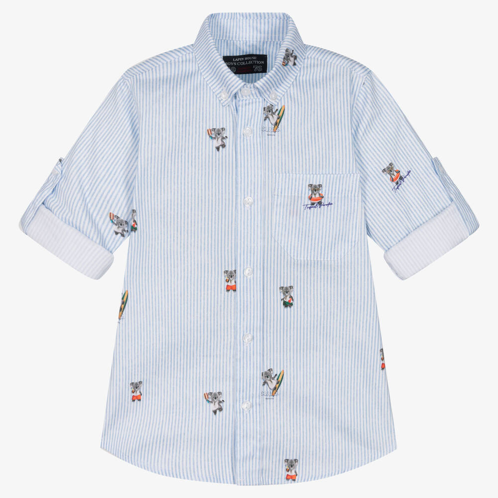 Lapin House-Хлопковая рубашка в голубую полоску с коалами | Childrensalon Outlet