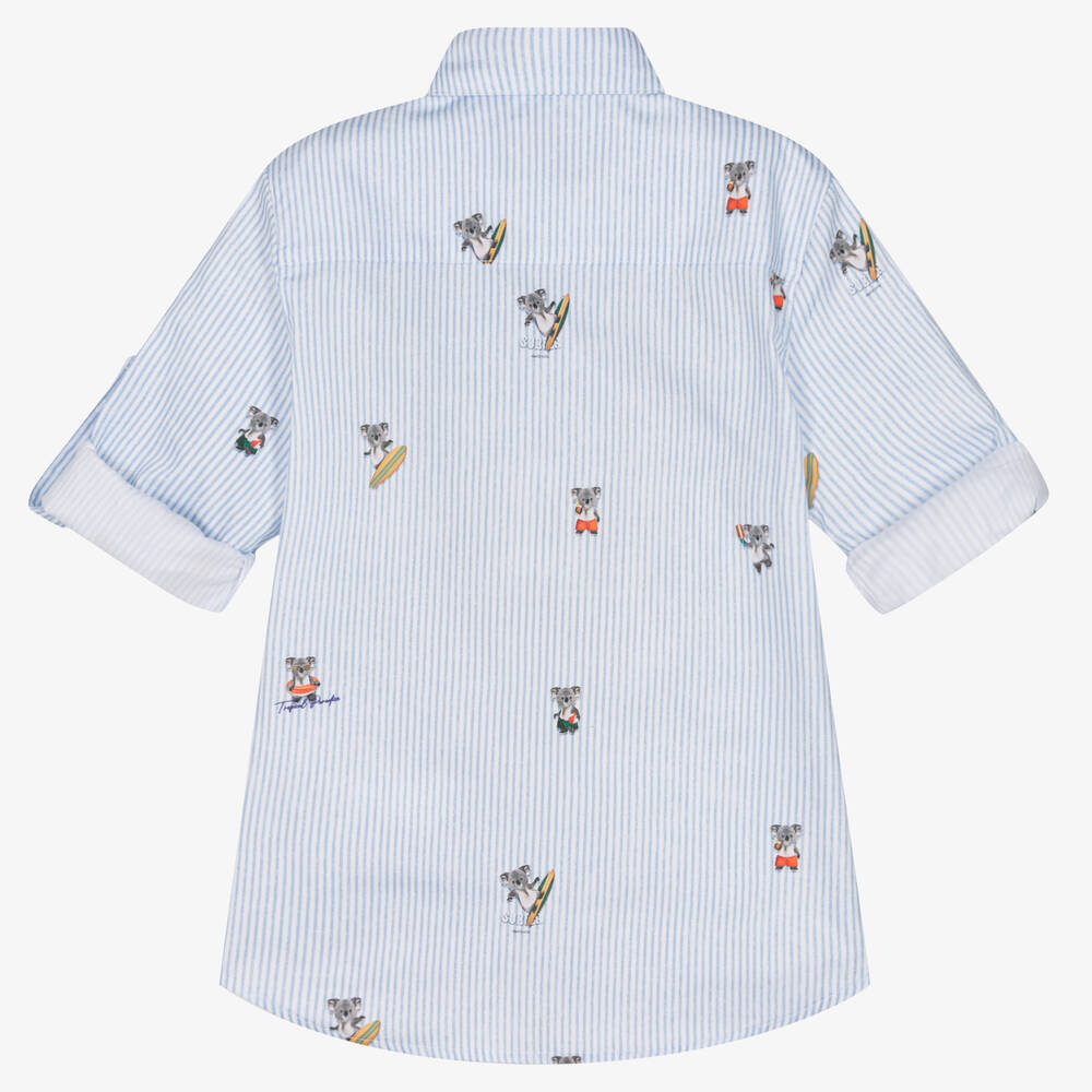 Lapin House-Хлопковая рубашка в голубую полоску с коалами | Childrensalon Outlet